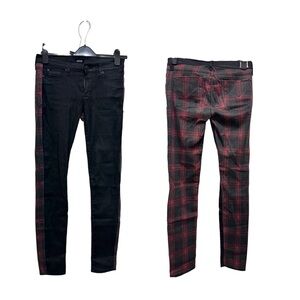 Zara Black and Red Plaid Skinny Jeans
